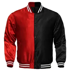 Chaquetas universitarias de satén personalizadas de alta calidad/chaqueta de béisbol de satén de poliéster 100%/chaqueta bomber de satén