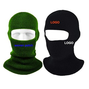 Calidad Premium personalizar bordado Logo tejido 1 Agujero pasamontañas máscaras de esquí Color personalizado transpirable Unisex hombres ropa al aire libre - Product Image 5