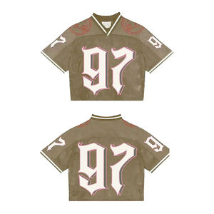 Streetwear de haute qualité personnalisé en gros Maillot court respirant OEM ODM Maille de polyester Maillot de football américain à séchage rapide - Product Image 3