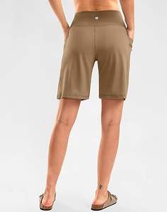 Bermuda taille haute pour femme Short d'entraînement athlétique longueur genou 9 ''avec poches zippées Parfait pour le yoga et la course à pied - Product Image 3