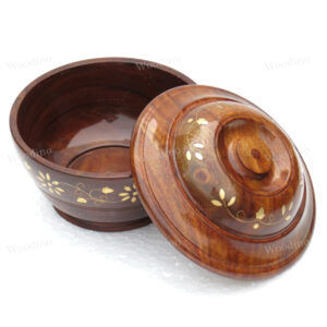 Top Selling Sustainable Wooden <b>Serving</b> <b>Bowl</b> <b>with</b> <b>Lid</b> Unique Shape and Great Polish Various Shades from HHO in India - Product Image 6