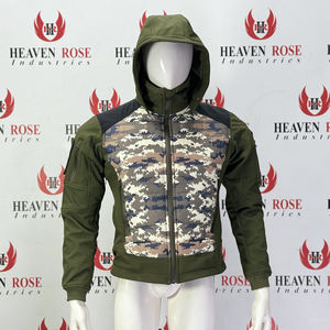 Veste de chasse softshell coupe-vent robuste avec poignets ajustables, capuche légère, imprimée, longueur intégrale, en polyester pour l'hiver - Product Image 2