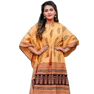 Tissu en coton imprimé grande taille, robe caftan d'été décontractée à la mode pour femmes, robe caftan en coton imprimé floral de bohème, OEM - Product Image 1