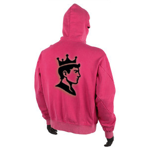 เสื้อฮู้ดดี้นินจาแบบซิป ดีไซน์ใหม่ สไตล์ย้อมสีแบบแอซิดวอช สีชมพู ทรงครอป ทรงบ็อกซี่ ปิดหน้าแบบเต็มหน้า ซิปแบบเต็มตัว สำหรับผู้ชาย - Product Image 2