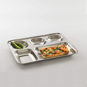 Boîte à lunch en acier inoxydable avec couvercle diviser le compartiment assiette à dîner fast food snack assiette - Product Image 4