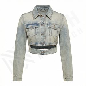 Chaqueta Vaquera de Color Personalizado para Mujer, Chaqueta Corta de Mezclilla con Botones, Estilo Holgado, Ropa de Abrigo Informal y Elegante para Mujer, Color Personalizado - Product Image 1