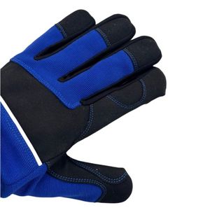 Guantes deportivos impresos personalizados para mecánicos y jardineros, azul y negro con puños elásticos, características de seguridad, logotipo de guantes de montaje - Product Image 6
