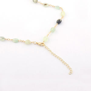 Collar de capa larga de una sola hebra con cuentas de Prehnita chapadas en oro de latón para bodas y regalos - Product Image 6