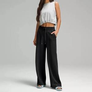 ผู้ผลิตกางเกงวอร์มขาบานผ้าฝ้ายแท้ 100% สำหรับผู้หญิง ออกแบบทรงซ้อนแบบยูนิเซ็กซ์ กางเกงวอร์มขาบานผ้าฝ้ายขนาดใหญ่พิเศษสำหรับผู้หญิง - Product Image 6