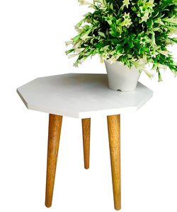 Side <b>Table</b> for bedroom decoration with white top and three wooden <b>leg</b> Best furniture decor wooden - Product Image 2
