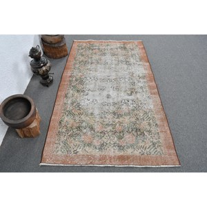 Alfombra Vintage de Lana Turca de 3,7 Pies X 6,4 Pies, Diseño de Retazos Beige y Verde, Técnica de Tejido Plano para Decoraciones de Sala de Estar, Látex de 4m - Product Image 1