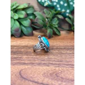 Rose Gold Plated Stainless Steel Navajo <b>Turquoise</b> <b>Ring</b> Size 7 - Product Image 3