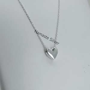 Collar de Plata de Ley 925 con Colgante de Corazón Delicado y Diamante, Joyería Minimalista con Encanto de Amor para San Valentín - Product Image 1