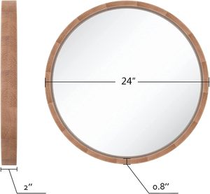 High Quality 24 Inch <b>Round</b> Wood Wall <b>Mirror</b> Rustic Farmhouse <b>Bathroom</b> Vanity <b>Mirror</b> for Home Decorative Use - Product Image 6