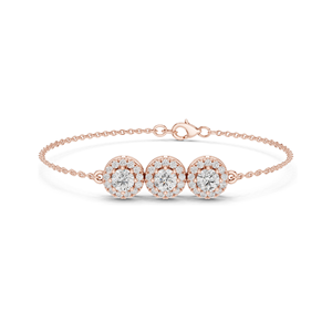 Bracelet à 3 pierres en diamant de laboratoire de 1,29 ct, diamants VVS-VS EF CVD, or 18 carats, 14 carats, 10 carats et argent 925, rose, jaune, blanc - Product Image 1