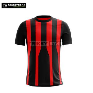 Ensemble de maillots de football personnalisés pour hommes, uniforme d'équipe à rayures noires et rouges, vêtements de sport respirants à séchage rapide pour l'entraînement et le match - Product Image 3
