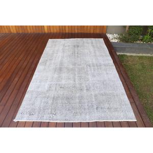 Tapis turc gris ombré en laine, 4,9 x 8,2 pieds - Product Image 1