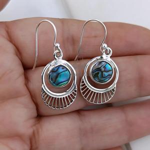 Abalone <b>Earrings</b>, Sterling Silver Paua Shell <b>Dangle</b> Drop Jewelry - Product Image 6