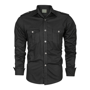 Camisas de hombre de la mejor calidad de manga larga de algodón Denim Jeans camisas de franela Casual hombres camisa para hombres más vendidos logotipo personalizado - Product Image 3