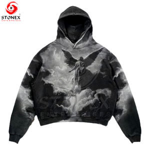 Sudadera con Capucha Negra Lisa de 500 g/m², Personalizada, Corta, de Invierno, con Impresión Digital, para Hombre, Estilo Urbano, Unisex - Product Image 3