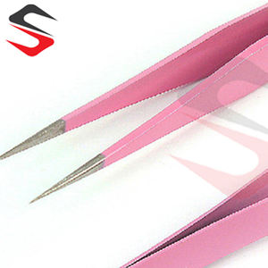 Pincettes d'extension de cils personnalisées avec Logo, couleur rose, ensemble de 2 pièces, vente en gros - Product Image 2