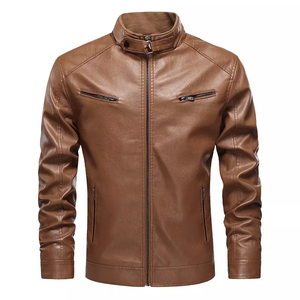 Chaqueta de cuero para hombre de estilo americano con estilo 2024, chaqueta de cuero PU de moda británica para hombre - Product Image 5