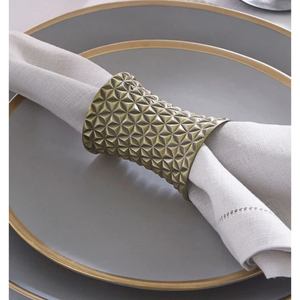 <b>Hammered</b> Texture Gold Metal Napkin Rings Set of 4 Elegant Brass Napkin <b>Holders</b> Modern Luxury Gold Toned Napkin Cuff Rings - Product Image 2
