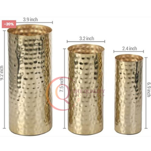 Mini florero de metal hecho de latón macizo, diseño martillado, Juego de 3 centros de mesa para boda, comedor, fiesta, suministros para el hogar - Product Image 3