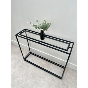 Premium <b>Gold</b> Color Metal & Glass Top Console <b>Table</b> Sleek Design for Entryway Living Room or Hallway Deco - Product Image 5