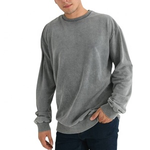 Sweat-shirt léger délavé à l'acide pour homme, 200 GSM, coton, col rond, décontracté, fabrication OEM sur mesure, marque privée - Product Image 4