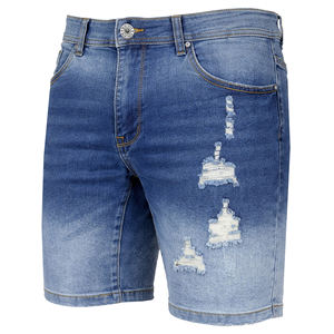 <b>Mens</b> Summer Casual Modern-Fit Straight Woven Denim <b>Shorts</b> <b>with</b> Mid-Waist Ripped Design Zip Fly and 5-<b>Pocket</b> - Product Image 1