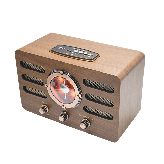 Wholesale Wood  Retro Radio Backlight BT USB/TF Card Vintage Radio Speaker for Home Decoration Cafes Bookstores Elderly Gift