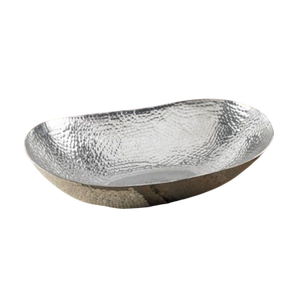 Plat de service ovale en métal doré brillant, écologique et personnalisable, pour fruits et en-cas, design moderne pour comptoir de cuisine - Product Image 2