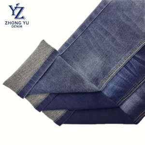 2024 Best Selling Stone Wash Stretch Raw <strong>Materials</strong> 10.8oz Twill Weave Green Yarn Cotton Poly Spandex Denim Fabric With Rayon - Product Image 1
