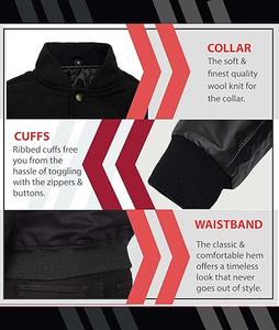 Fabricant OEM Broderie en chenille de haute qualité Bomber de baseball personnalisée pour hommes, collège, veste universitaire en cuir Letterman - Product Image 4