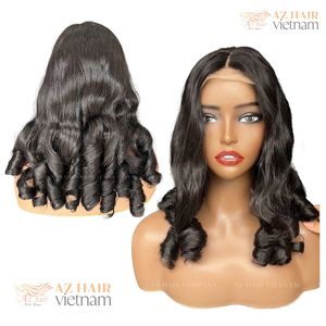 Perruque de cheveux humains de couleur naturelle bon marché extensions de cheveux bouclés dentelle frontale suisse petit nœud pour femmes - Product Image 2