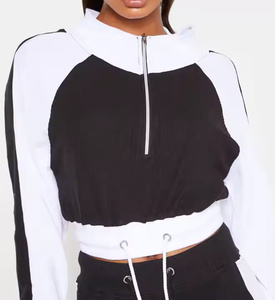 Femmes 400GSM solide coton à capuche en gros personnalisé imprimé goutte épaule récolte pour l'hiver sans cordon - Product Image 1
