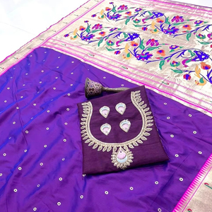 Étourdissement indien Designer Ethnique Paithani SILk Imprimé Sari LatestTraditionnel Exclusif Fantaisie soie saree - Product Image 1