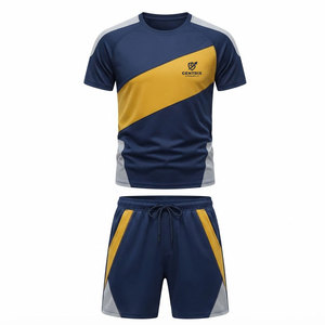 Trendy Men Summer Two-Piece <b>T</b>-<b>Shirt</b> <b>and</b> <b>Shorts</b> <b>Set</b> with Drawstring Waist 100% Cotton Eco-Friendly Casual Wear for Beach Travel - Product Image 1