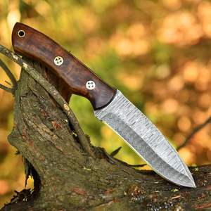 Fourreau en cuir Damas pleine soie OEM Couteau de chasse d'extérieur Couteau de camping Cowboy de survie avec lame fixe personnalisable - Product Image 4