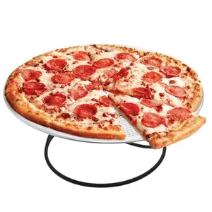 Metal pizza tabağı pan tutucu standı özelleştirilmiş boyutu siyah metal pizza pan tutucu raf üst satış ürün