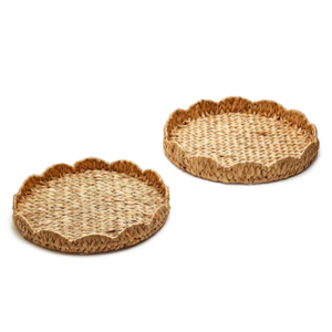 Bandeja Redonda con Borde Festoneado de Jacinto de Agua Antiguo, Ecológica, Hecha a Mano en Vietnam, Venta al por Mayor - Product Image 5