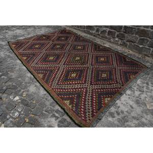 Vintage Turkish Rug Classic <b>Red</b> Blue Patchwork Design Large Area Rectangle 6'4\" X 9'7\" Classic Style Wool <b>Material</b> Latex 4m - Product Image 2