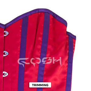 Corset sexy en satin avec fermeture à armatures en acier en rouge et violet - Product Image 4