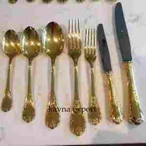 Juego de Cubiertos Modernos Estilo Restaurante, Cucharas, Cuchillos y Tenedores, Pulido Espejo, Chapado en Oro, Acero Inoxidable, para Uso en el Hogar y Fiestas - Product Image 6