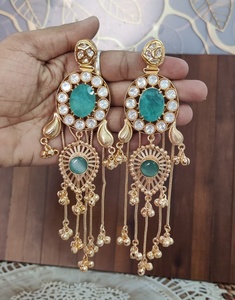 Doublet Plus Moissanite Polki Kashmiri <b>Earrings</b> For Women Luxury Indian Traditional <b>Earrings</b> For Party Wear <b>Long</b> Tassel <b>Earrings</b> - Product Image 5