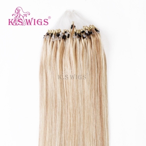 Extensions de cheveux KSWIGS Remy Virgin Human Hair Easy Micro Ring Keratin, 100g/mèche, texture lisse, extensions à clipser - Product Image 1