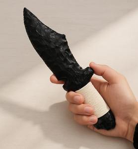 มีดหินออบซิเดียนสีดำขัดเงา งานฝีมือจากอัญมณี ของขวัญจากมุนธาอาเกต สัมผัสเหมือนจริง แกะสลักด้วยมือ คุณภาพพรีเมียม - Product Image 3