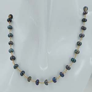 Collier artisanal en argent sterling 925 avec perle d'eau douce noire, style bohème, pierre de naissance de juin, cadeau idéal pour son anniversaire - Product Image 1