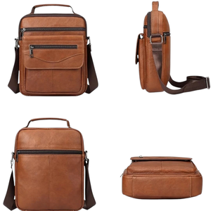 กระเป๋าหนังแท้ผู้ชายสไตล์วินเทจ  แบบสะพายข้าง  น้ำหนักเบา  ปรับสายได้  มีช่องใส่ของอเนกประสงค์ - Product Image 5